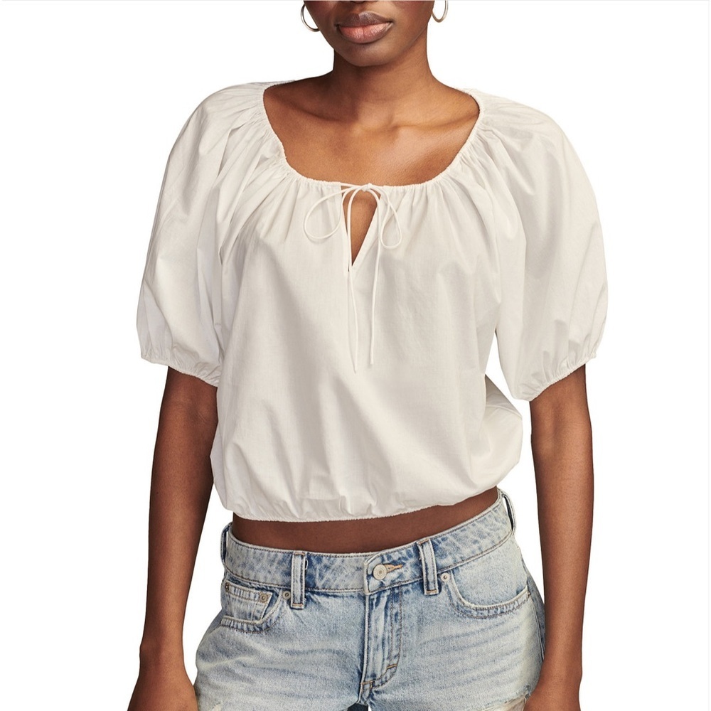 Brand New With Tags Lucky Brand White Cotton Poplin Top Size XL